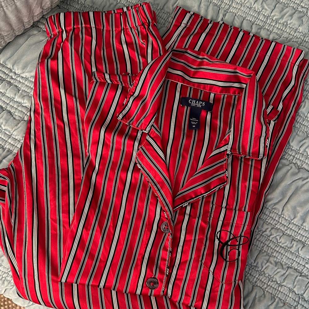 Chaps Red and Black Striped Pajamas